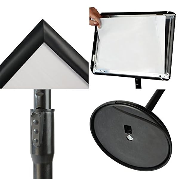 KLEVID Zware voetstuk Poster Sign Stand, verstelbare aluminium Snap Open Frame Houder voor 11 x 17 Inches Graphics, zowel verticale als horizontale weergave, zwart